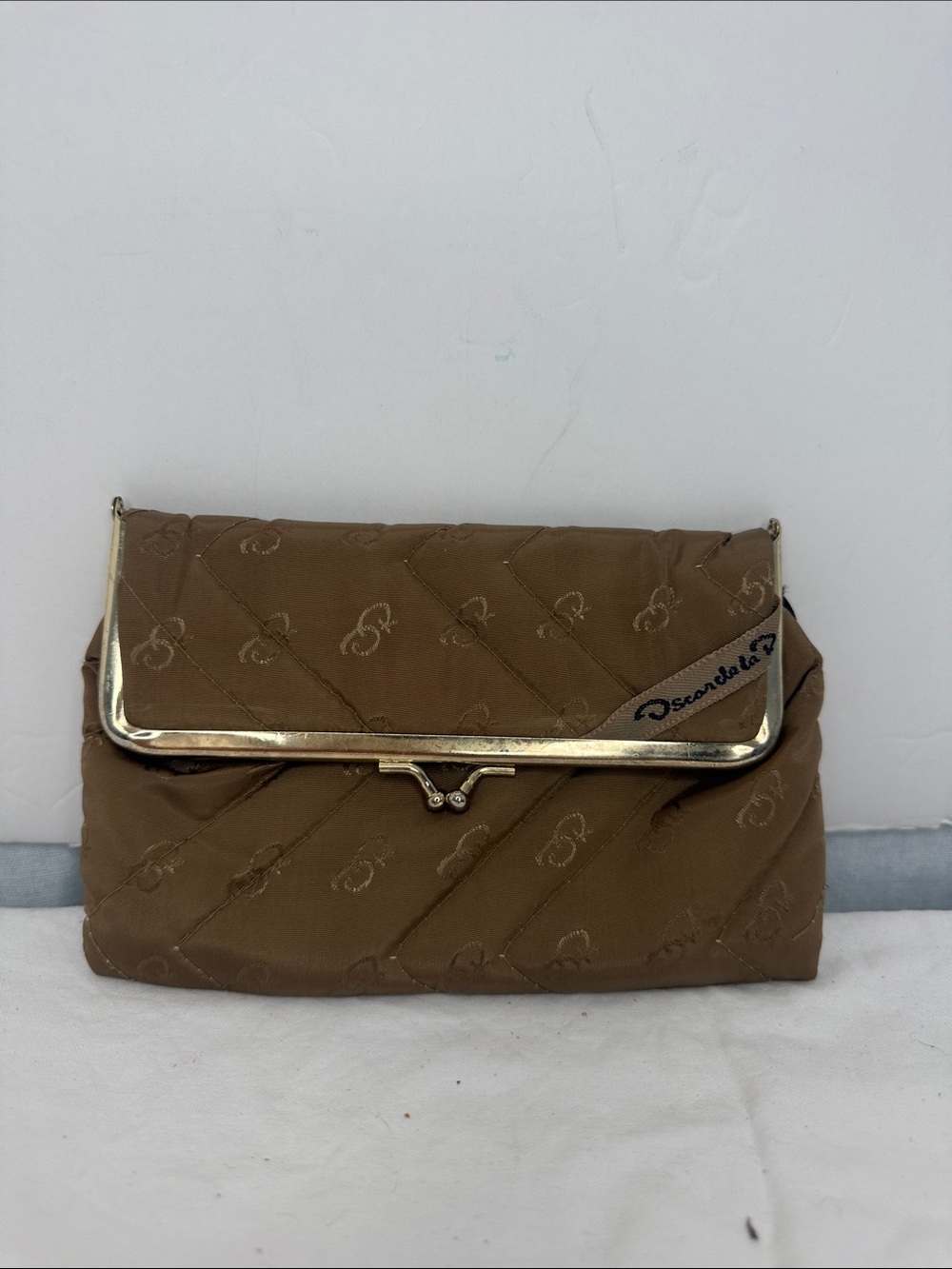vintage Oscar de la Renta silk clutch cosmetics bag